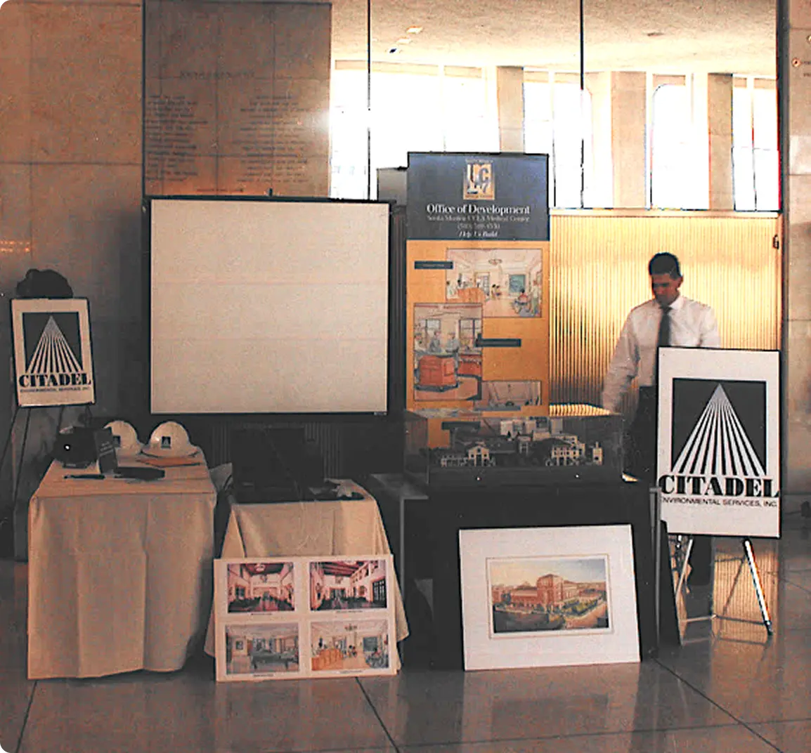 An early Citadel Environmental Services exhibit booth