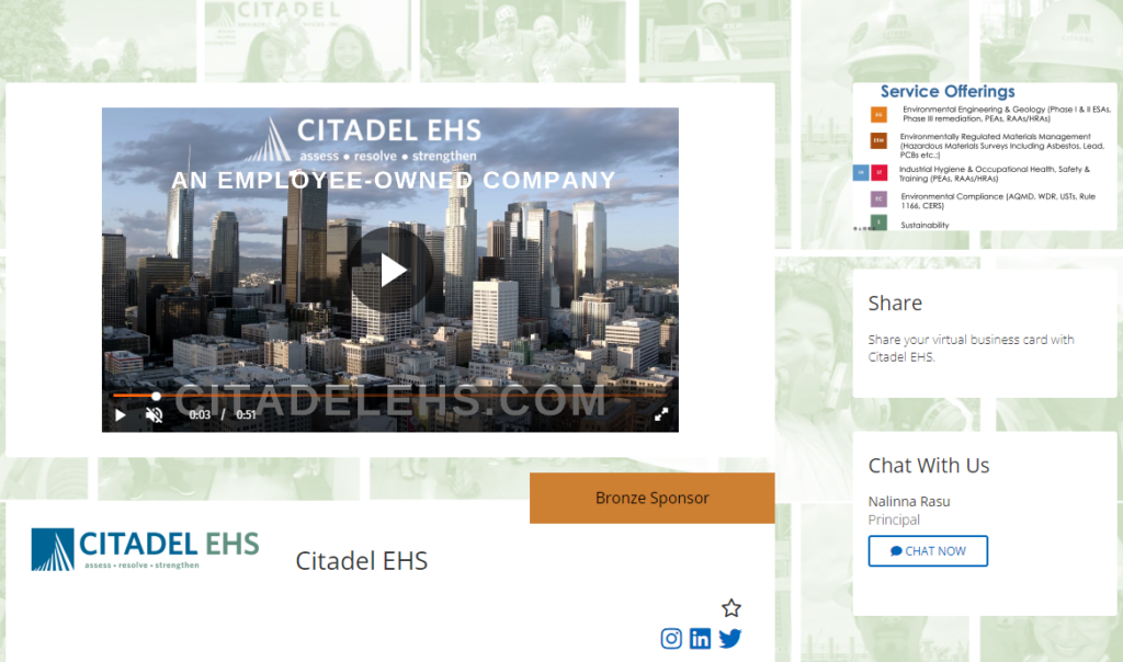 An image of the Citadel EHS's digital booth homepage for the 24th annual CalCUPA Conference