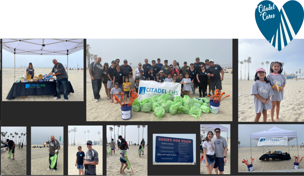 Volunteer Event: A collage of images from Citadel EHS 2022 Beach Clean Up Volunteer effort.