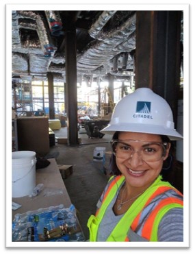An image of a citadel employee on site for indoor air quality and ventilation assessments.