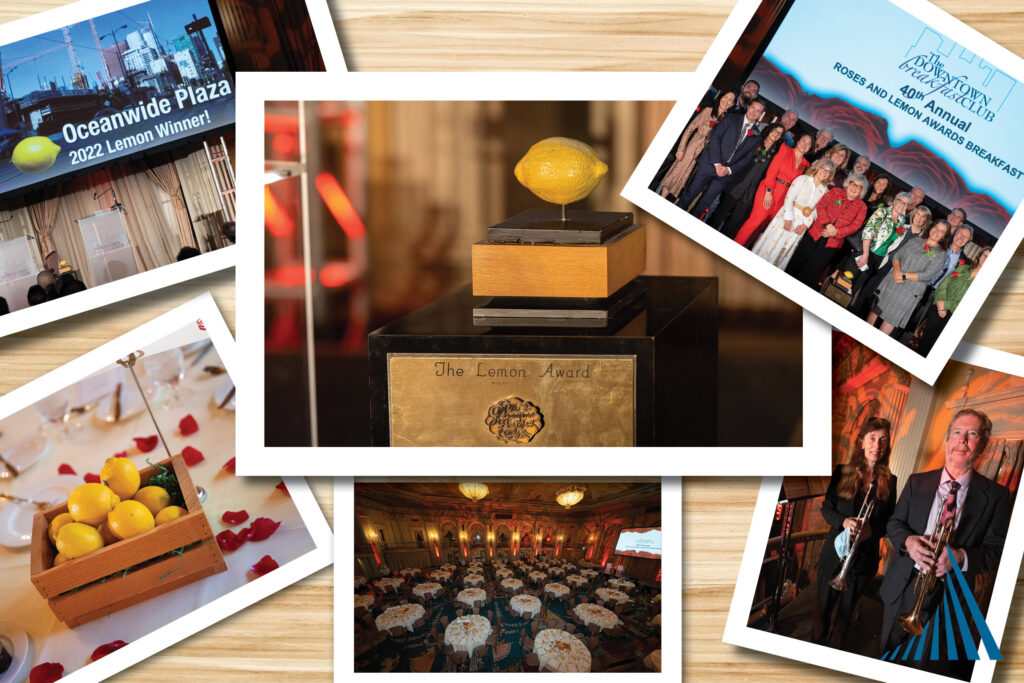 A collage of polaroid style images of the 39th annual DTLA Roses & Lemon Awards Breakfast.