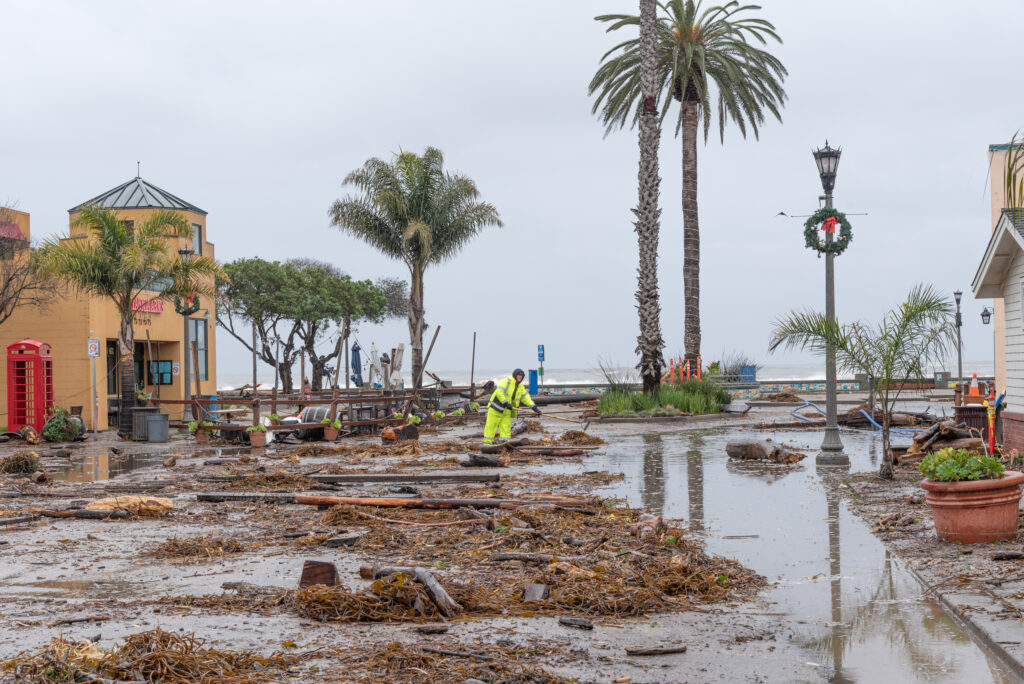 Bomb cyclone causes severe storm and flooding damage in Santa Cruz County, CA, USA on January 5, 2023. Citadel EHS can help deal with the after math of moisture intrusion and microbial growth.